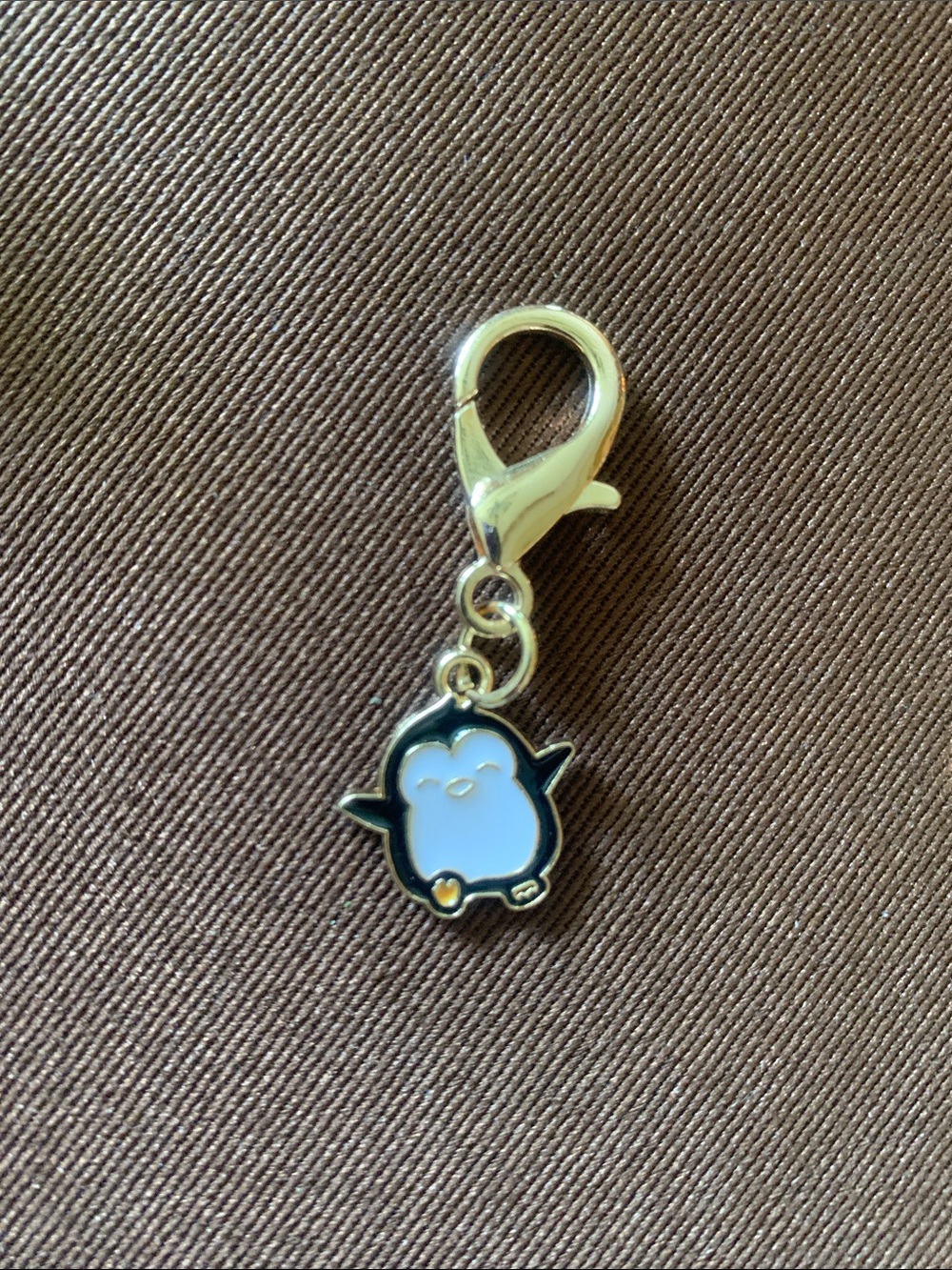 Gold Lobster-Clasp Penguin Charm - Black & White